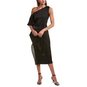 Luxe Always Womens  Draped Midi Dress, Black